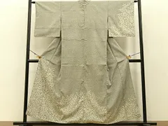 平和屋着物●藤倉守正　本塩沢　訪問着　やまだ織　南天文　たたき染め　正絹　逸品　BAAW0999hj 平和屋着物○藤倉守正 本塩沢 訪問着 やまだ織 南天文 たたき染め 正絹