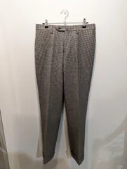 美品　UNITED ARROWS　ユナイテッドアローズ　スラックス　トラウザーズ　ウール　フランネル　46　千鳥格子柄　ハウンドトゥース　ブラウン×ベージュ　日本製　メンズ