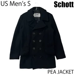 【USED／USメンズS】SCHOTT PEA JACKET ピーコート 4ポケット ブラック