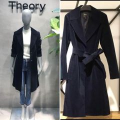 Theory セオリー☆バスケットツイードクルーネックコート P ネイビー 
