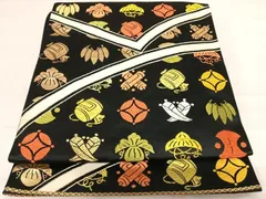 袋帯　￼黒地に宝づくし 川島織物 袋帯 宝づくし 新品仕立て上がり No 3731593 | 高級逸品物