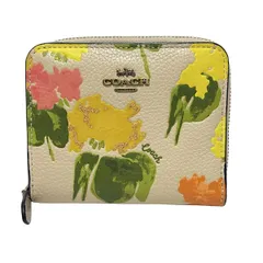 COACH(コーチ) 2つ折り財布 ビルフォールド ウォレット・フローラル プリント CC980 ベージュ×グリーン×マルチ グリッター レザー