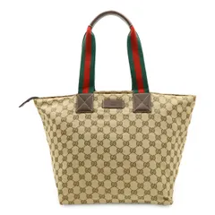 GUCCI グッチ GGキャンバス シェリーライン トートバッグ ショルダーバッグ 肩掛け レザー ベージュ ダークブラウン 茶 131231 