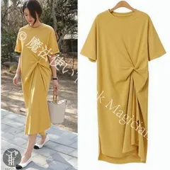 【新品未使用】ワンピース レディース 夏ワンピース マキシワンピース 薄手 半袖 アシンメトリー ロングワンピース スリット ゆったり CZH1224P1281