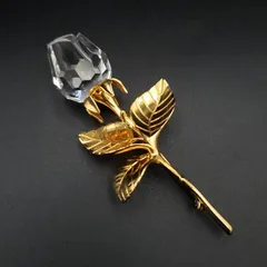 美品 SWAROVSKI スワロフスキー ブローチ 薔薇モチーフ クリスタル 大ぶり 上品 豪華 ギフト プレゼント 贈り物 入学式 卒業式