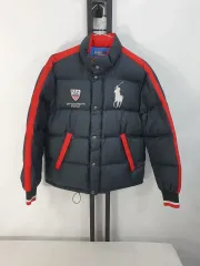 ポロラルフローレン ダウン ビックポニー USA 星条旗 ダウン ジャケット ブラック レッド L
