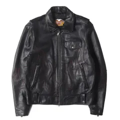 HARLEY-DAVIDSON ハーレーダビッドソン ジャケット ブラック 黒 サイズ:M | 希少モデル | 00s 4面 フレイム パッチ レザー シングル ライダース ジャケット | 00年代 古着 | アウター ブルゾン【メンズ】【中古】