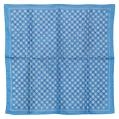 シャネル ロゴ ハンカチ スカーフ ブルー ホワイト シルク レディース CHANEL【1-0246687】