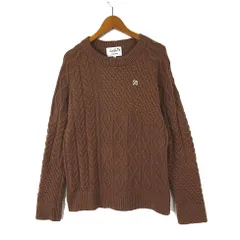 アーノルドパーマー Arnold Palmer ケーブル ニット セーター ウール ロゴ 刺繍 クルーネック ラグランスリーブ 長袖 XL 4 茶 ブラウン