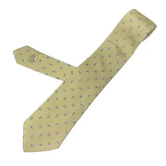 HERMES(エルメス) ネクタイ メンズ美品  - ライトイエロー×ブルー×パープル H柄