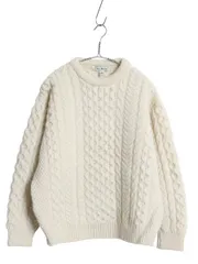 【お得なクーポン配布中!】 90s アイルランド製 エルエルビーン フィッシャーマン ニット セーター レディース L / オールド ウール ケーブル ローゲージ ナチュラル