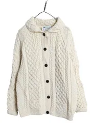 【お得なクーポン配布中!】 80s アイルランド製 Bunratty フィッシャーマン ニット カーディガン レディース S / ヴィンテージ ハンドメイド ウール ケーブル セーター