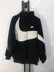 ナイキ ビックスウォッシュ フリース リバーシブル ボア 羊毛 ジャケット ブラック/ホワイト 黒白 XL