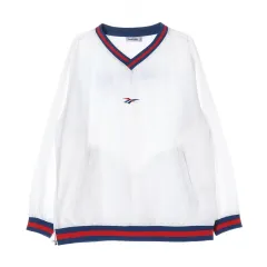 Reebok Kasina Classic ロゴ Vネック 長袖 Tシャツ ジャージ 白
