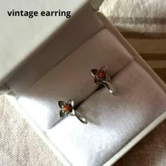 26608ヴィンテージ 小ぶりなお花にピンクのシルバーイヤリング