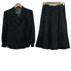 Leilian(レリアン) スカートスーツ レディース - ネイビー×黒×ライトグレー 肩パッド