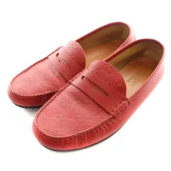 グッチ GUCCI GGエンボスレザードライビングシューズ ローファー 5.5 赤 レッド /SS ■OS