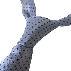 エルメス HERMES ネクタイ シルク フランス製 水玉 ドット柄 ブルーグレー 紺 ネイビー 紳士 ビジネス