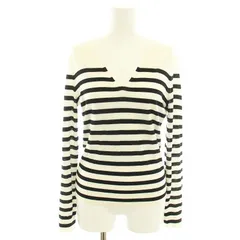 セオリー Theory 24SS リーガルウールストライプVネック REGAL WOOL STRIPE VNECK ニット セーター 長袖 ボーダー柄 P 白 ホワイト 黒 ブラック /YT