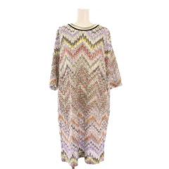 ミッソーニ MISSONI ニットワンピース ミニ丈 半袖 クルーネック ストレッチ ウール M マルチカラー /BBのサムネイル