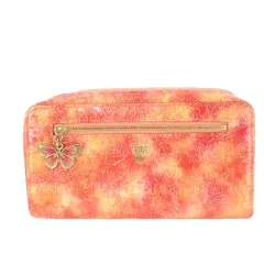 アナスイ ANNA SUI 長財布 ロングウォレット 小銭入れあり レザー 革 エナメル 型押し タイダイ 蝶チャーム ロゴ ラウンド 赤 レッド /CK10 ■GY99のサムネイル