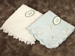 未使用 美品 TOCCA ハンカチ 2枚セット ライトブルー ホワイト