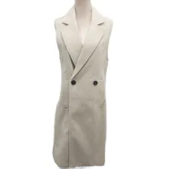 ザラ ZARA 美品 ベスト ジレ ロング丈 コート ノースリーブ XS グレーベージュ 3046/286/710