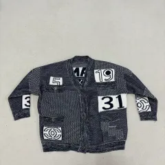 (実寸確認) 有名ロゴ ニット パッチワーク カーディガン 1224