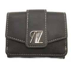 アズールバイマウジー AZUL by moussy AZモチーフ ミニウォレット 三つ折り財布 フェイクレザー ブラック ■FF