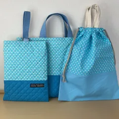 入園入学準備3点セット　りんりんのハンドメイド　レッスンバッグ　シューズケース　お着替え袋　キルティング　星柄