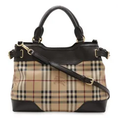 BURBERRY バーバリー ノバチェック チェック柄 シャドーホース ハンドバッグ 2WAY ショルダーバッグ 斜め掛け PVC レザー ベージュ ダークブラウン
