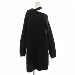 ヒューゴボス HUGO BOSS オープンショルダー リブニットワンピース ひざ丈 長袖 M 黒 ブラック /JS IBO85のサムネイル
