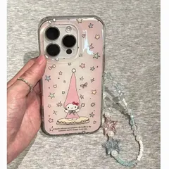 ピンク ロング帽 キティ iPhoneケース 耐衝撃 新作 チャーム付き 少女系 多機種対応