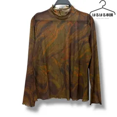 未使用／大きいサイズ／シアーブラウス／透け感／重ね着／長袖／トップス／インナー／茶色／ブラウン／総柄／おしゃれ／LL