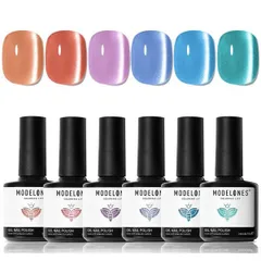 Aオーロラ系マグネットジェル Modelones ジェルネイル マグネットジェル キャッツアイジェル 6色セット ギャラクシー キャンディー カラージェル 猫目 キャツアイ UV・LED対応 ポリッシュタイプ セルフネイル