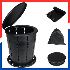 【数量限定】災害/アウトドア/車中泊/キャンプに最適 防災グッズ 大人・子供兼用 収納袋＋ゴミ袋10枚付き 簡易ポータブルトイレ 非常用 軽量ABS製 【防災士推奨】 折りたたみ式 ブラック 携帯トイレ