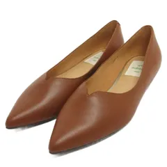 エンチャンテッド ENCHANTED 本皮Vカットフラットシューズ パンプス ポインテッドトゥ レザー 17205 茶 ブラウン 36