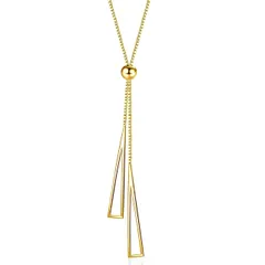 [ハルジオ] ロングネックレス レディース 人気 ネックレス ロング 長め ラリエット マンテル Y字 パール ゴールド シルバー チェーン アクセサリー ジュエリー ペンダント チョーカー 普段使い おしゃれ かわいい プレゼン [トライアングル・ゴールド]