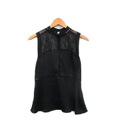 ザラ ZARA ブラウス シャツ ノースリーブ レース S ブラック 黒 /KT2