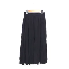 フリークスストア FREAKS STORE フレア ギャザー スカート ロング ウエストゴム リネン混 F 黒 ブラック /TT