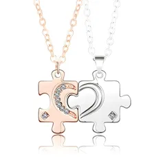 [ハルジオ] ペアネックレス 2点セット ネックレス ペア レディース メンズ カップル お揃い くっつく アクセサリー ジュエリー 細め 人気 チェーン 細い シルバー ゴールド ブラック おしゃれ お洒落 大人向け 普段使い 大人 プレゼント (B [B]