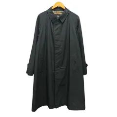 バーバリーブラックレーベル BURBERRY BLACK LABEL ステンカラーコート アウター 裏地ノバチェック 無地 M 黒 ブラック