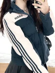 アディダス 刺繍 ロゴ 南핑 ダウン