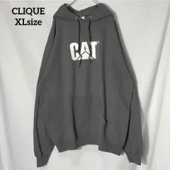 【CLIQUE】CAT CATERPILLAR キャタピラー アメリカ企業 プリントロゴ オーバーサイズ パーカー フーディー プルオーバー トレーナー グレー US古着 USA輸入 XLsize