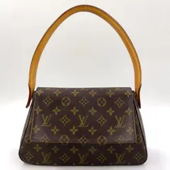LOUIS VUITTON ミニルーピング モノグラム モノグラム ワンショルダー レザー×PVC ブラウン ハンドバッグ ゴールド M51147 