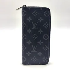 LOUIS VUITTON ジッピーウォレット ヴェルティカル モノグラムエクリプス モノグラムエクリプス レザー×PVC ブラック ラウンドファスナー長財布 シルバー M62295 