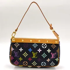 LOUIS VUITTON ポシェットアクセソワール モノグラムマルチカラー モノグラムマルチカラー ノワール レザー×PVC ブラック ハンドバッグ ゴールド M92648