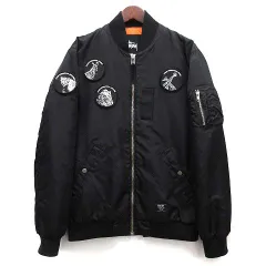 ステューシー STUSSY アニマル ワッペン MA-1 フライトジャケット パテッド ブルゾン ブラック 黒 Sのサムネイル