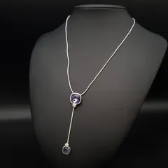 SWAROVSKI スワロフスキー ネックレス ペンダント ドロップデザイン パープルクリスタル Y字型 縦ライン シルバーカラー 紫 上品 大人可愛い ギフト プレゼント 贈り物