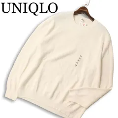 新品 未使用★ UNIQLO ユニクロ コットン カシミヤ アゼ クルーネック ニット セーター Sz.4XL メンズ 白 大きいサイズ 特大